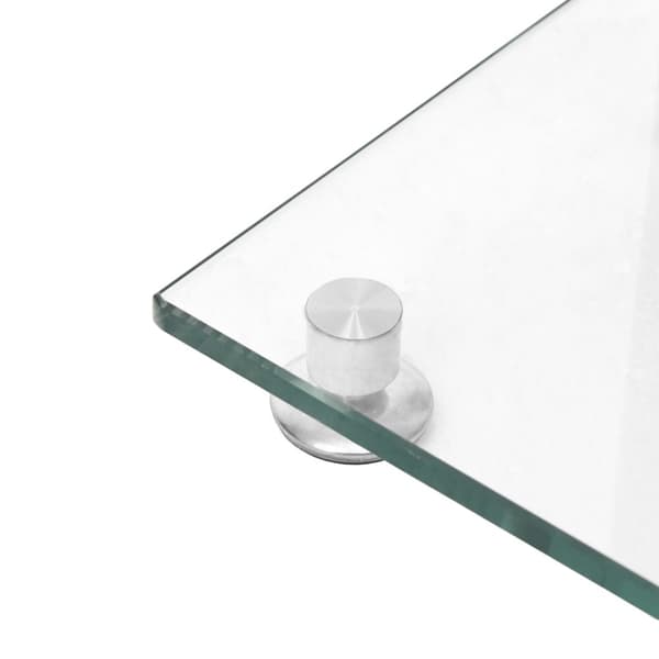 Högtalarstativ 2 st härdat glas 1-pelardesign silver