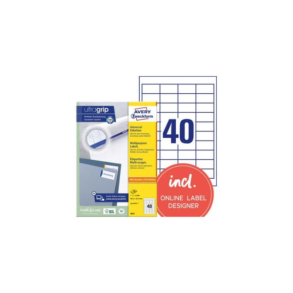Etikett AVERY 48,5x25,4mm 4000/fp