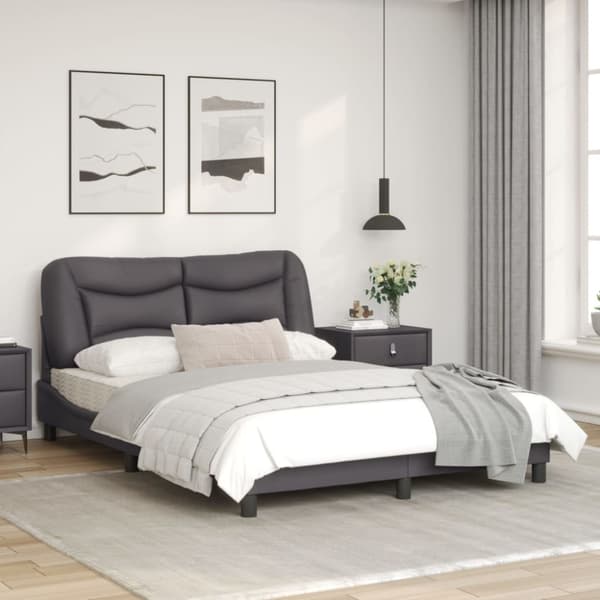 Bed Frame with LED without Mattress "Hvar" Grey 120x200 cm