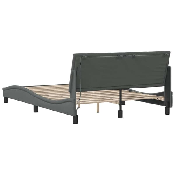 Bed Frame without Mattress "Hanko" Dark Grey 140x200cm Fabric