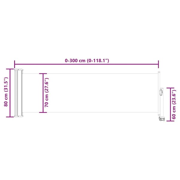 Infällbar sidomarkis 80x300 cm brun
