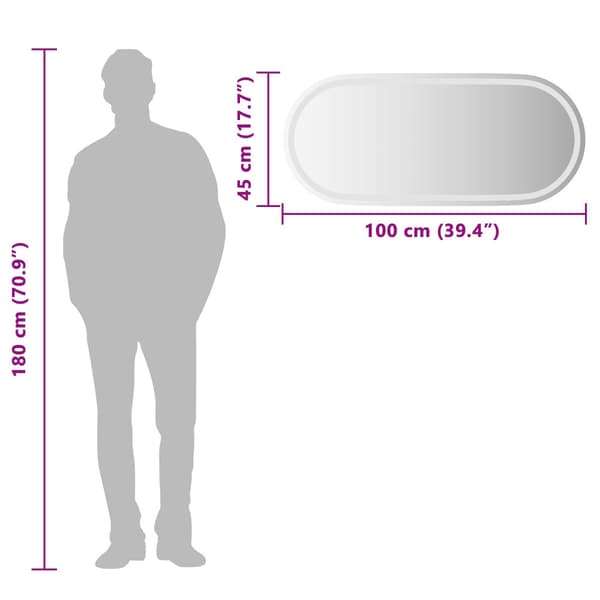 LED Badrumsspegel Transparent 100 x 45 cm härdat glas