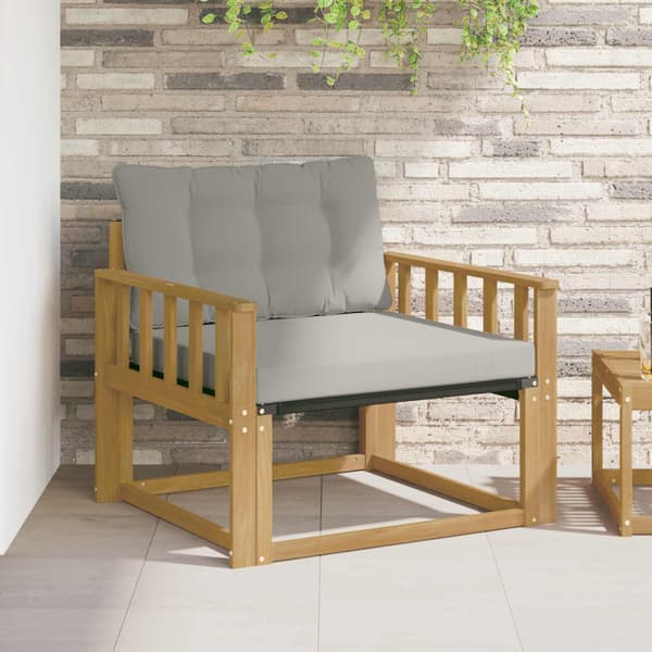 Utomhussoffset Massivt Akaciaträ och Textilene Vit
