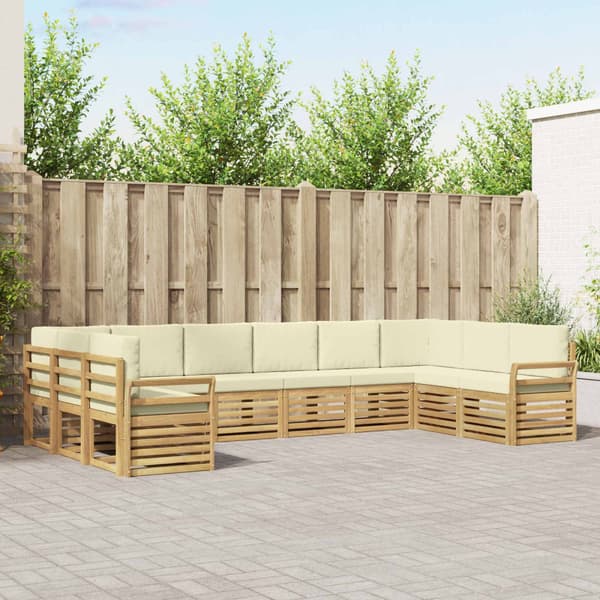 Utomhussoffset 10 pcs Vit och grädde 363 x 190 x 73 cm