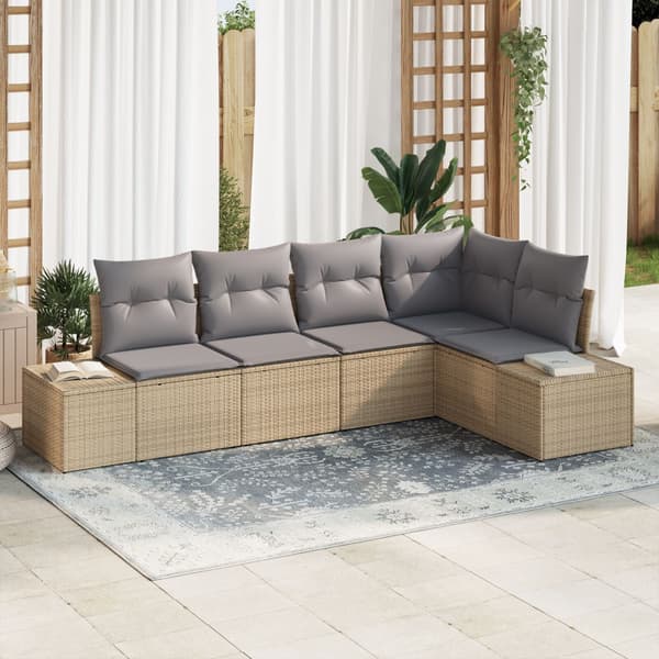 Trädgårdsoffset 5 pcs Beige och Ljusgrå konstrotting