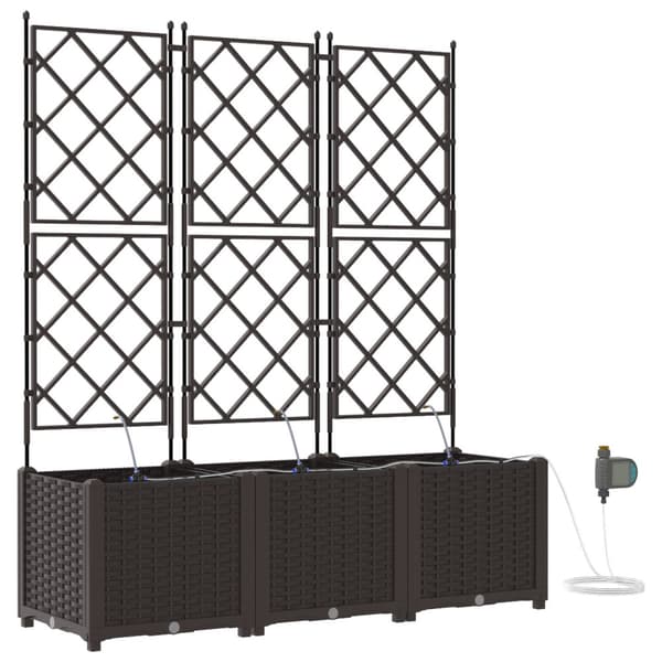 Trädgårdsplanterare 3 pcs Brun Plast
