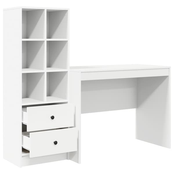Skrivbord med låda 2 pcs Vit