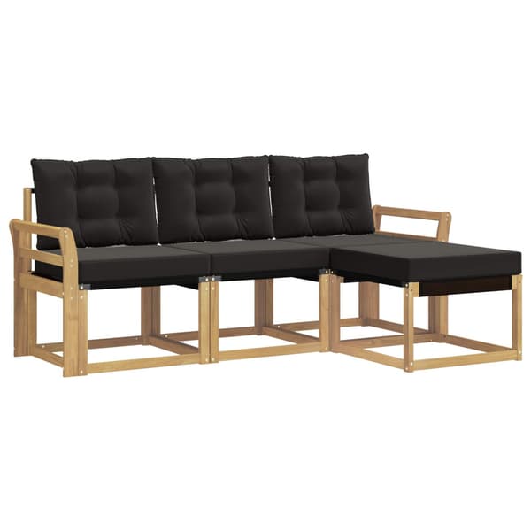 Utomhussoffset med kudde 4 pcs Vit och svart
