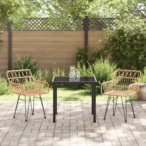 Trädgårdsmöbelset 3 pcs Brun Pulverlackerat stål