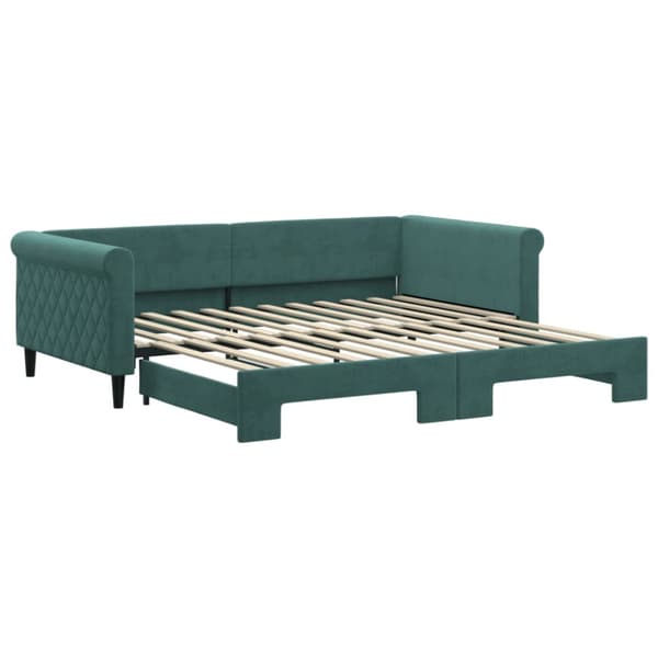 Dagbädd utdragbar mörkgrön 100x200 cm sammet