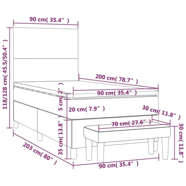 Ramsäng med madrass rosa 90x200 cm sammet