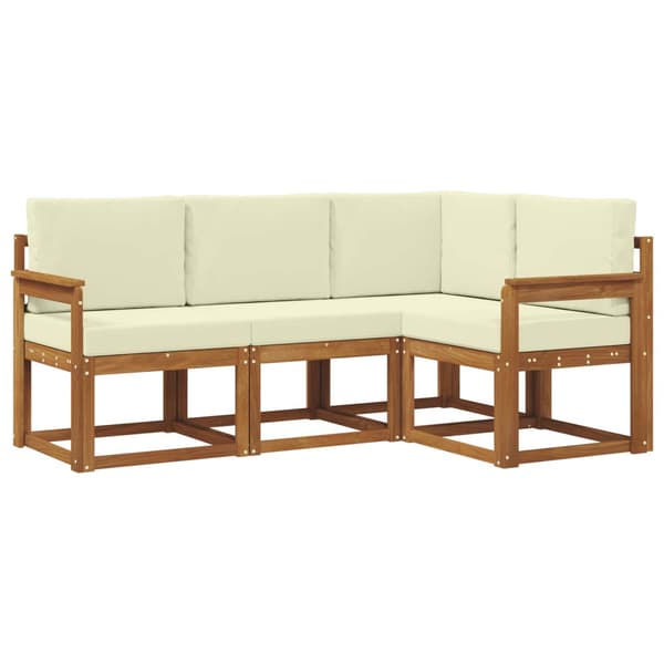 Utomhussoffset med kudde 4 pcs Naturlig och Grädde