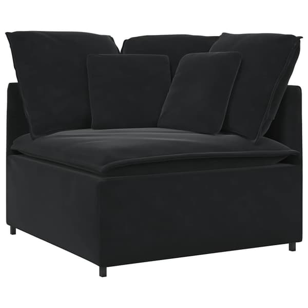 Modulsoffa med kuddar sammet svart
