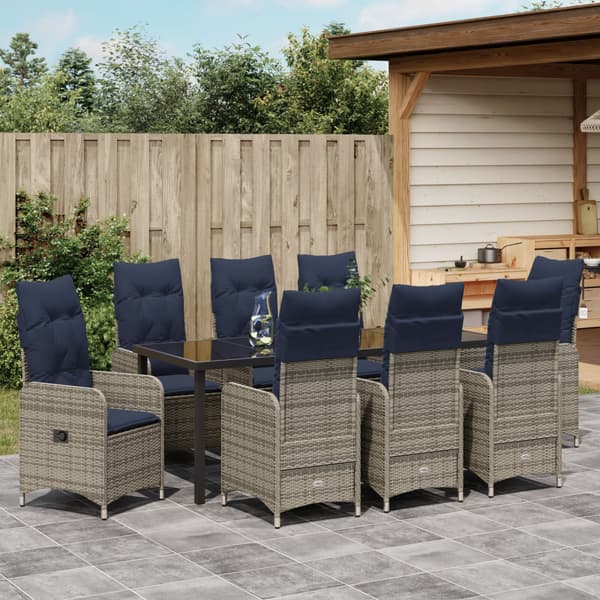Trädgårdsmöbelset 9 pcs Svart konstrotting