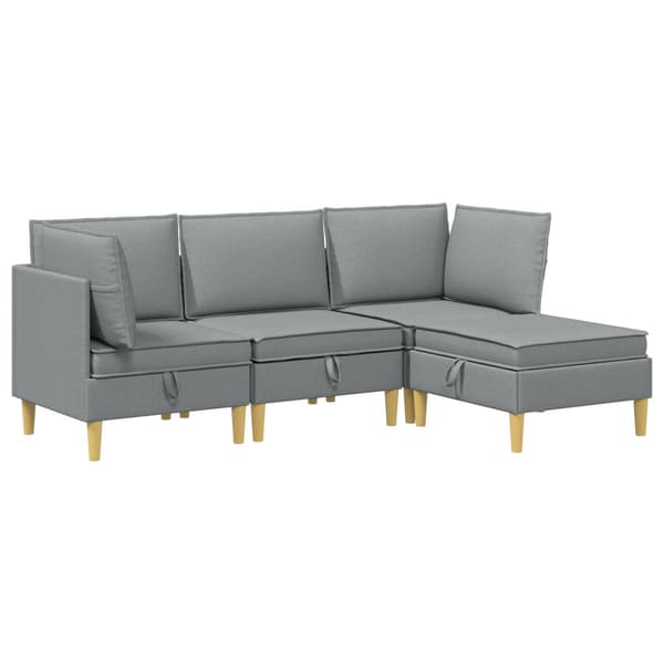 Modulsoffor med förvaring 4 pcs Ljusgrå Tyg