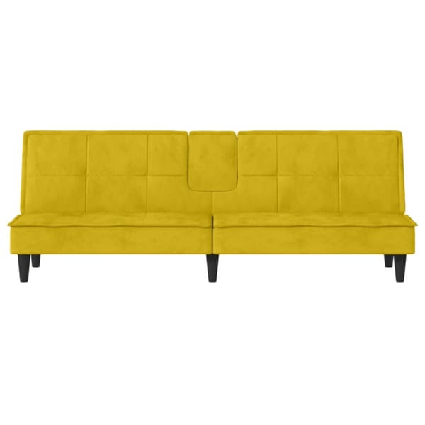 Bäddsoffa med mugghållare gul sammet