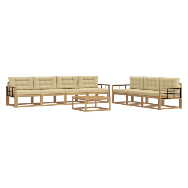Utomhussoffset med kudde 7 pcs Vit och Beige