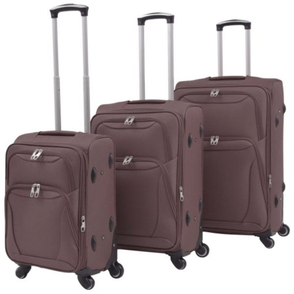 Resväskor 3 st kaffebrun soft case