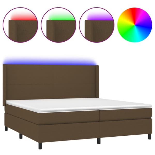 LED Box Säng med huvudgavel tyg