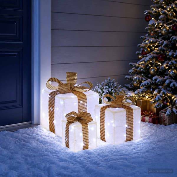 Ljusande julklapp 3 st 64 LED-lampor Kallvit