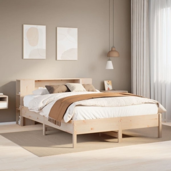 Säng med bokhylla utan madrass 120x200 cm massiv furu