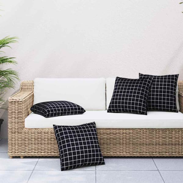 Spridda Kuddar 4 pcs Svart Rutigt 50 x 50 cm Polyester Tyg