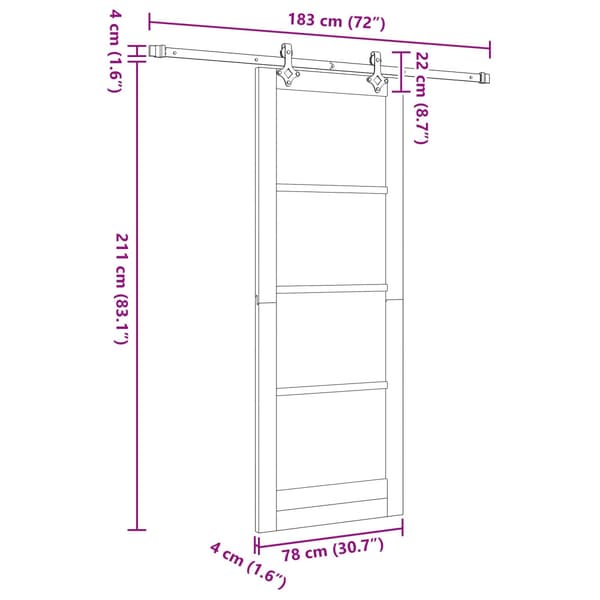Skjutdörr 78 x 211 cm Konstruerat trä Vit