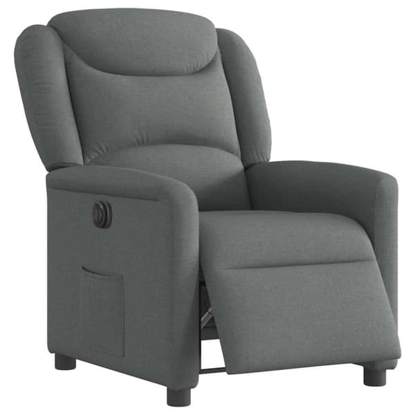 Elektrisk reclinerfåtölj mörkgrå tyg