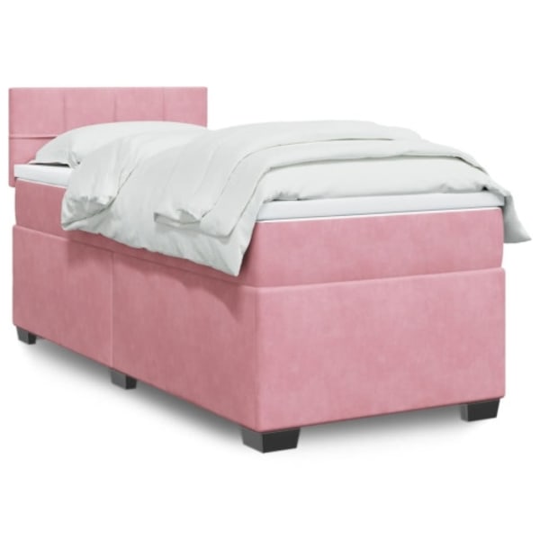 Ramsäng med madrass rosa 90x200 cm sammet
