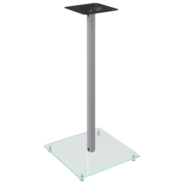 Högtalarstativ 2 st härdat glas 1-pelardesign silver