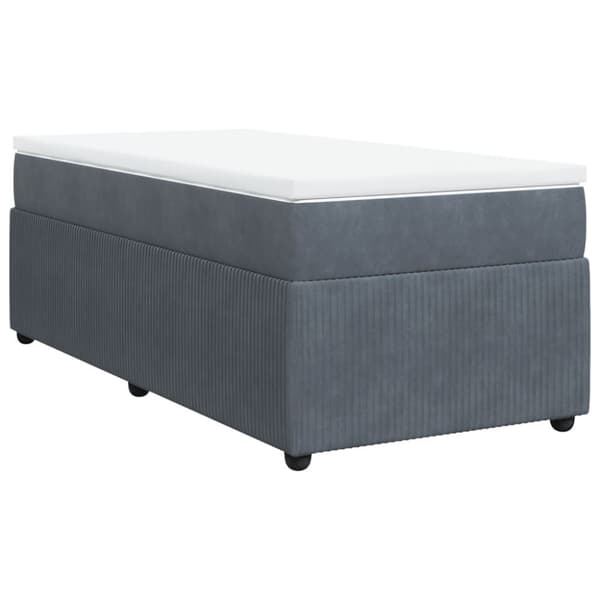 Ramsäng med madrass mörkgrå 100x200 cm sammet