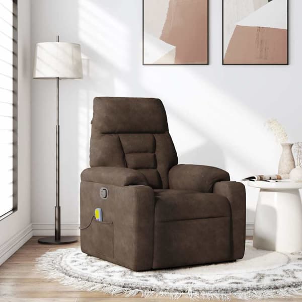 Massagefåtölj brun mikrofibertyg