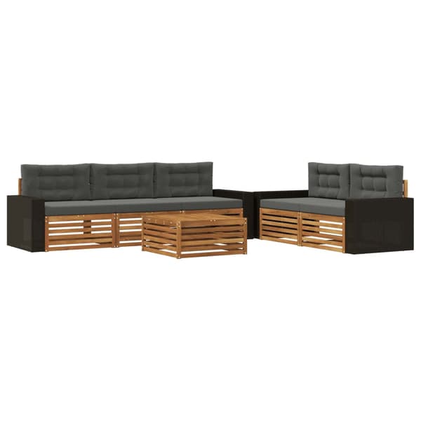 Utomhussoffset 6 pcs Naturlig och Antracit