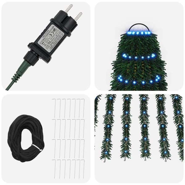 LED Julgran 370 cm 1008 LED-lampor Blå Stål Grön