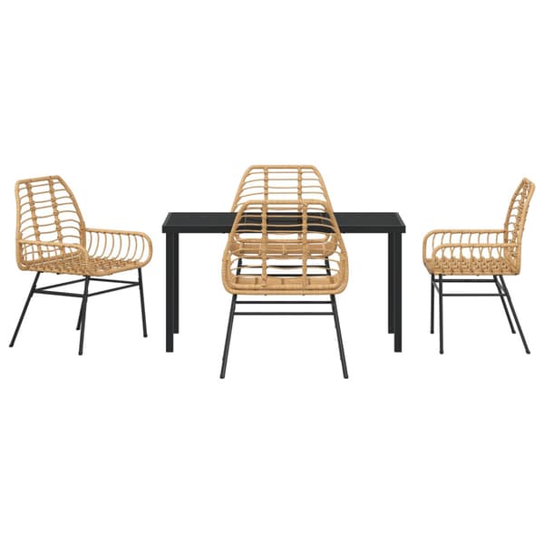Trädgårdsmöbelset 5 pcs Brun konstrotting