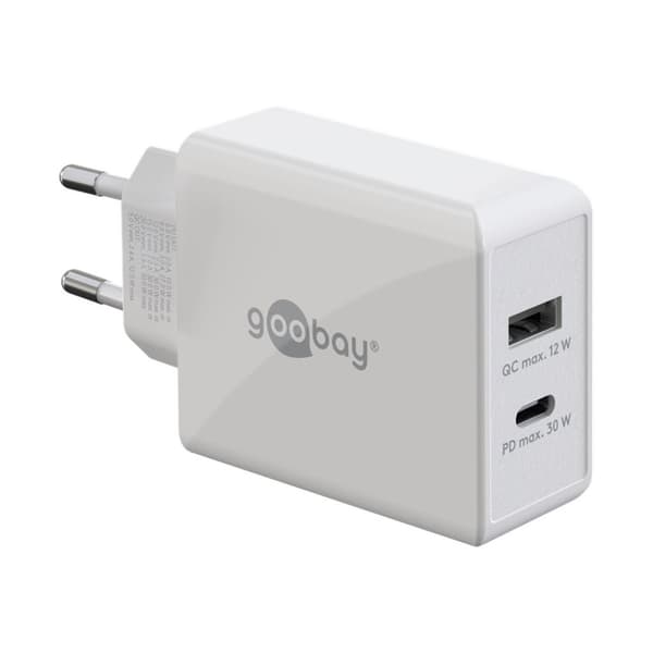goobay strömadapter - dubbel - USB, USB-C - 30 Watt