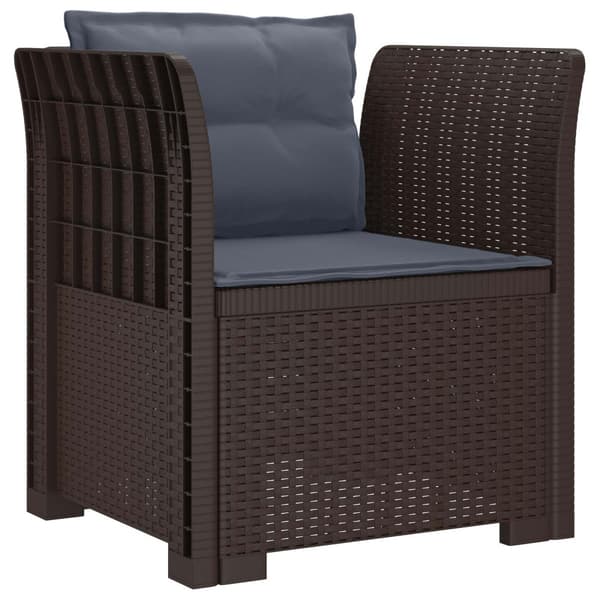 1-sits fåtölj med kuddar i rottlook PP Brun