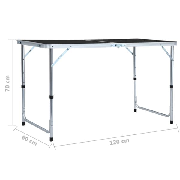 Hopfällbart campingbord grå aluminium 120x60 cm