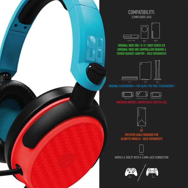 Stealth C6-100 Gaming Headset for Switch, XBOX, PS4/PS5, PC - Neon Blue/Red