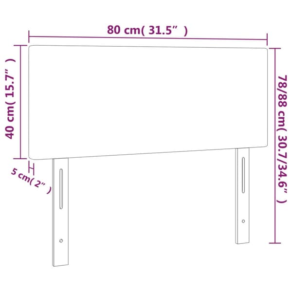 Sänggavel LED blå 80x5x78/88 cm tyg