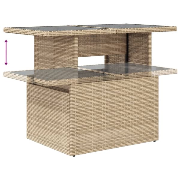 Matgrupp för trädgården med dynor 7 delar beige konstrotting