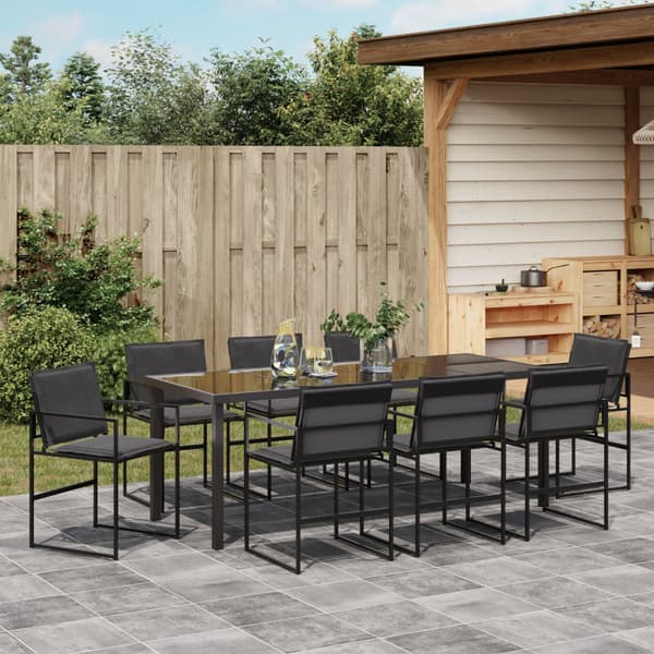 Trädgårdsmöbelset 9 pcs Svart 200 x 80 x 73 cm