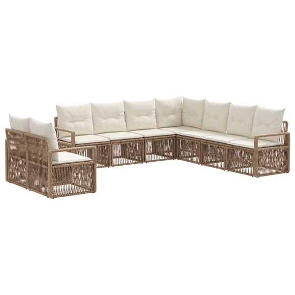 Trädgårdsoffset 9 pcs Beige konstrotting