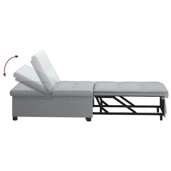 Pull Out Sofa Bed Ljusgrå 194 x 50 x 82 cm tyg