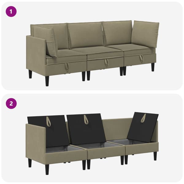 Möbelset för vardagsrummet 3 pcs Kaki Tyg