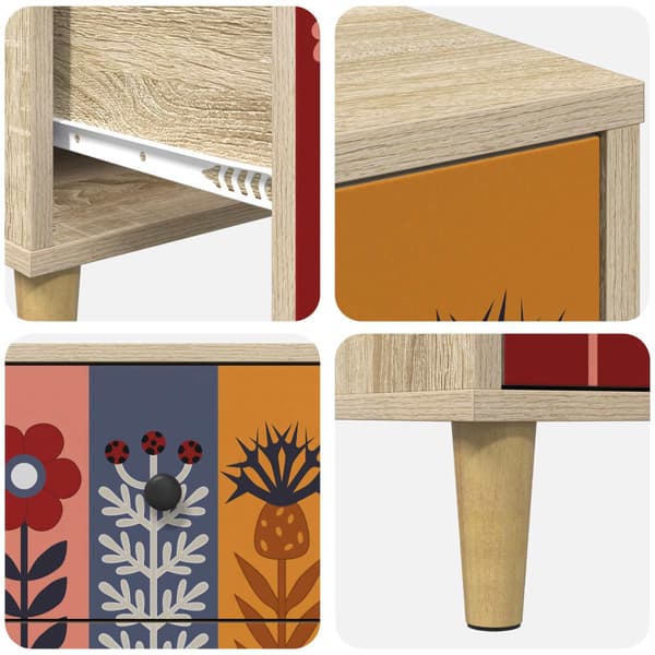 Kommode ESSEN Solrosmönster 66 x 36,5 x 75 cm Konstruerat trä