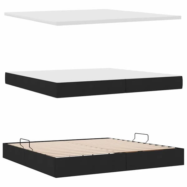 Förvaringssäng med madrass Svart 200 x 200 cm Polyester