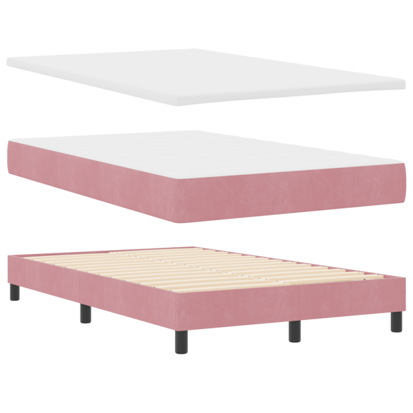 LED Box Säng med huvudgavel Rosa 120 x 200 cm Sammet