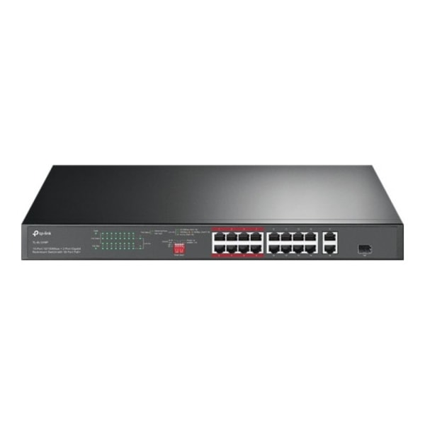TP-Link JetStream TL-SL1218P - V1 - switch - 16 portar - ohanterad - rackmonterbar Svart