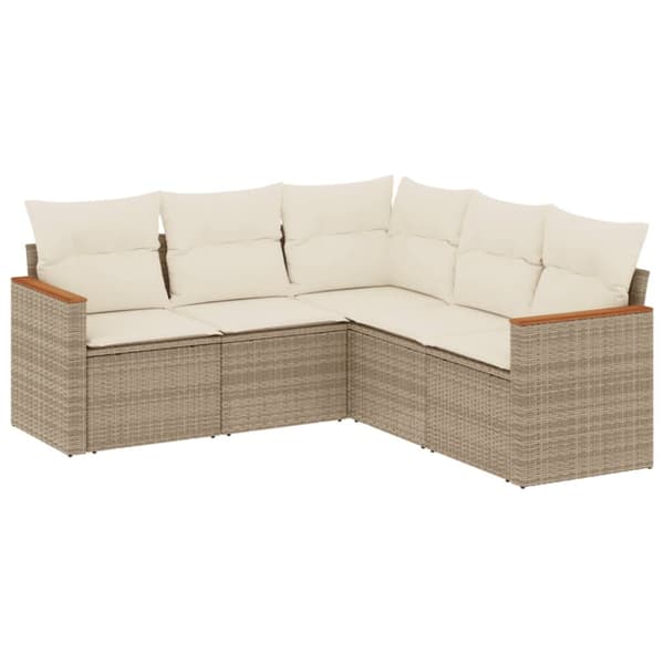 Soffgrupp för trädgården med dynor 5 delar beige konstrotting